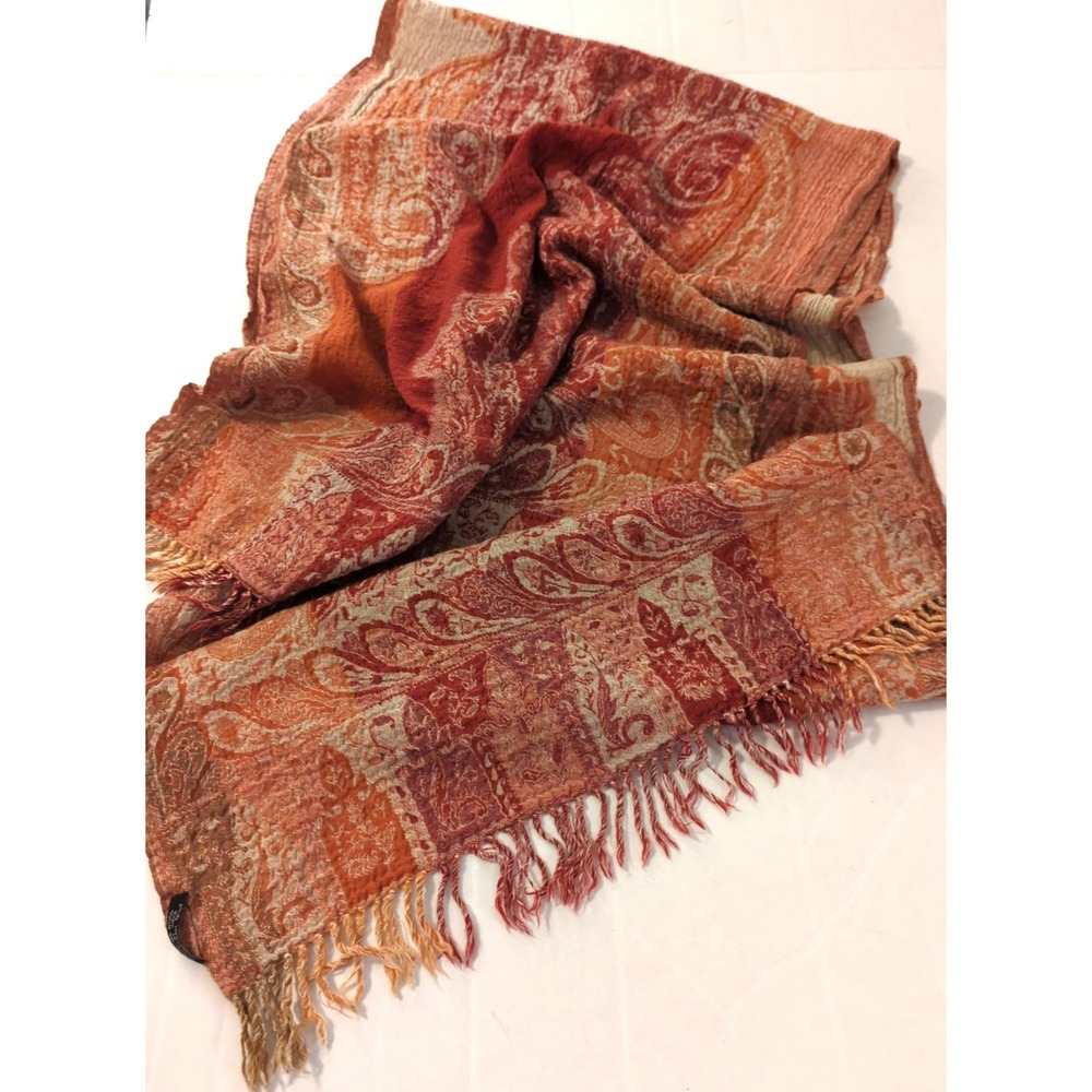 Vintage 100% Wool Shawl Wrap Fringed Scarf 22x72 Vintage Charm Aged Wash Boho
